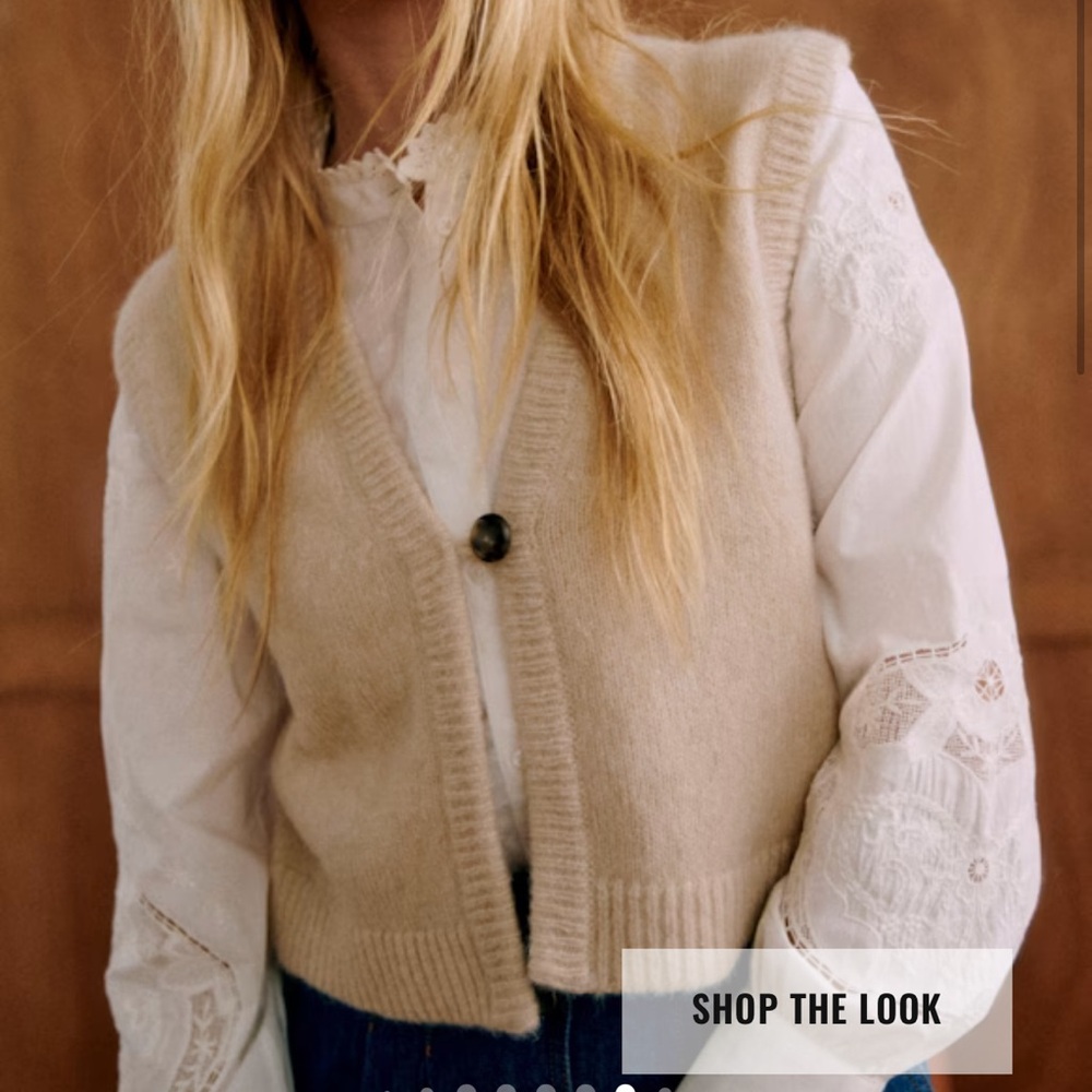Sezane Beige Cardigan Sweater